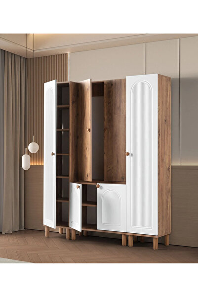 comiet Çağla 4 kapaklı bohem ayaklı tasarım portmanto ve ayakkabılık