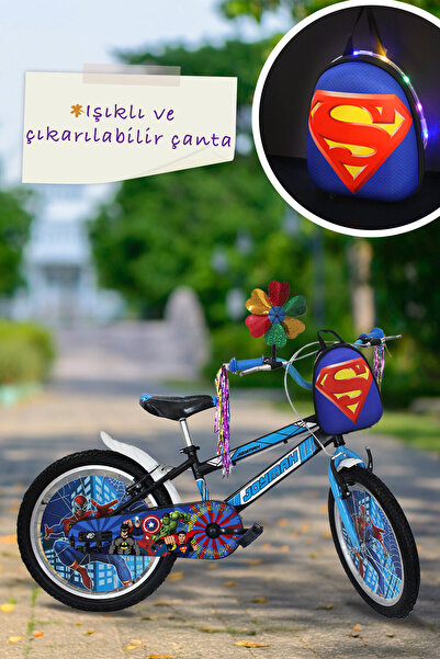 Joymax Süper kahramanlı Erkek Çocuk Bisikleti 20 jant Mavi - Led Işıklı Super...