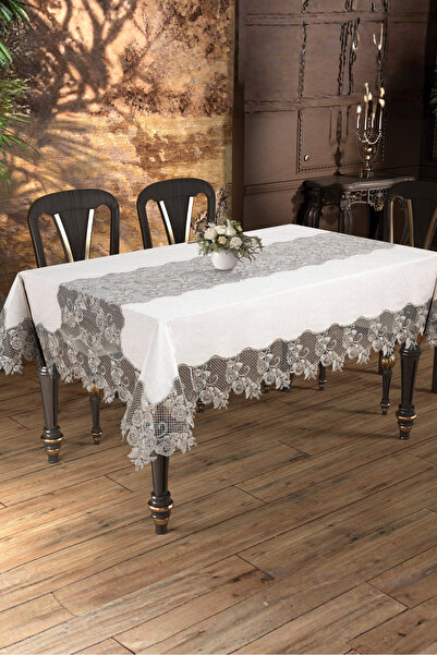 LEYDİ HOME Rosa Jakarlı Dikdörtgen Masa Örtüsü 160x260 cm