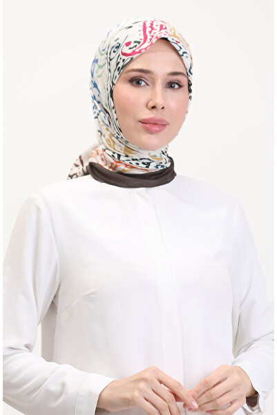 sefamerve Μαλακό κασκόλ με σχέδιο 70243-06 Bitter Brown Çağla Green