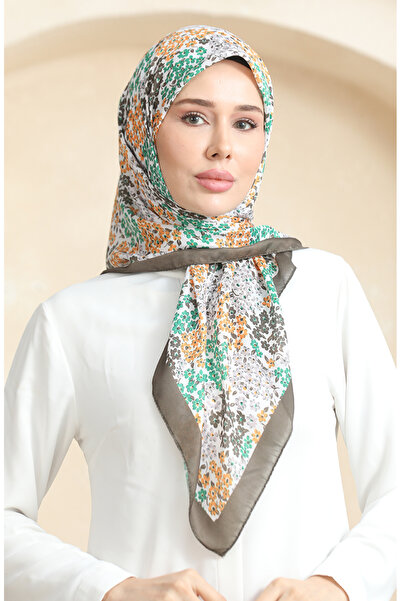 sefamerve Eșarfă moale cu model 70260-15 verde kaki