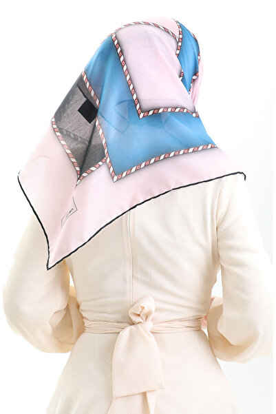 sefamerve Geometric Patterned Scarf 70293-07 Powder Indigo