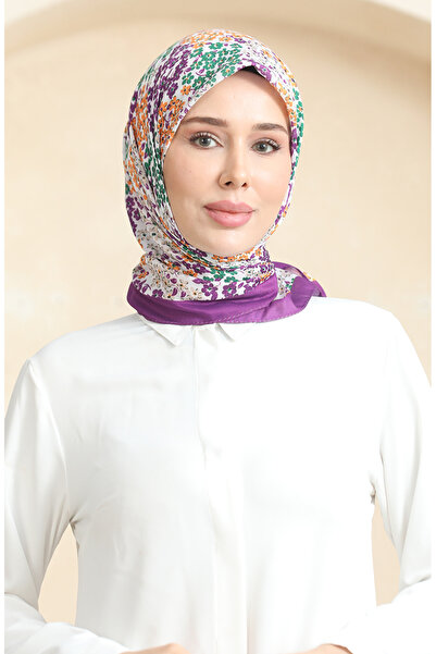 sefamerve وشاح ناعم منقوش 70260-09 أخضر أرجواني