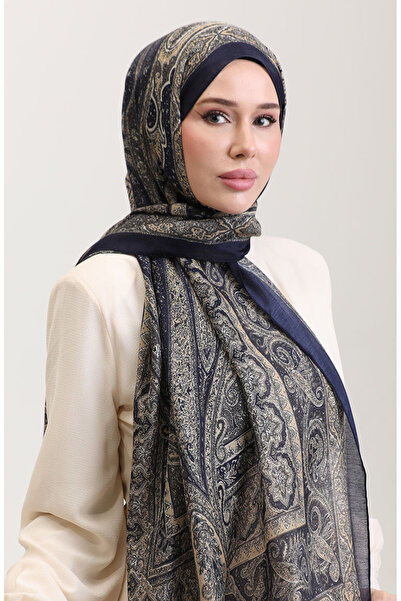 sefamerve Ethnic amber shawl 70277-02 navy blue