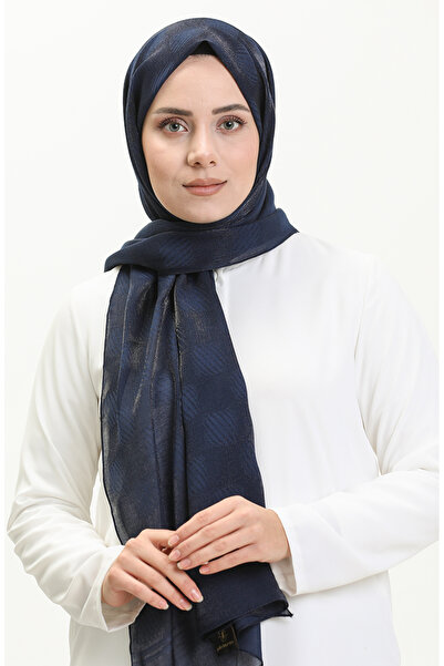 sefamerve Τετράγωνο σχέδιο Carmen Shawl 70229-12 Navy Blue