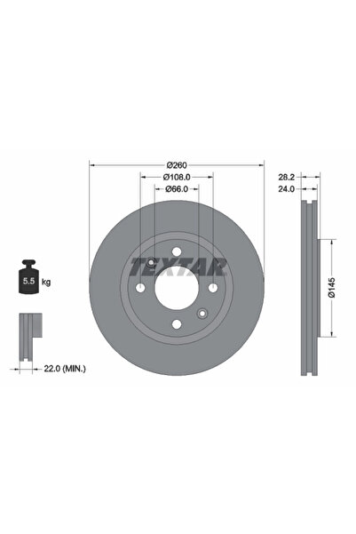 TEXTAR Спирачен диск Пежо 406