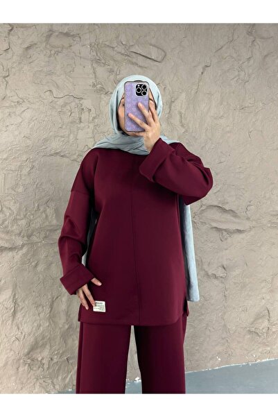 She Olive Relaxed Fit Hijab Scuba Suit with Double Pants