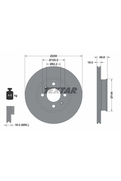 TEXTAR Disc Frana Hyundai I20 1/I20 2