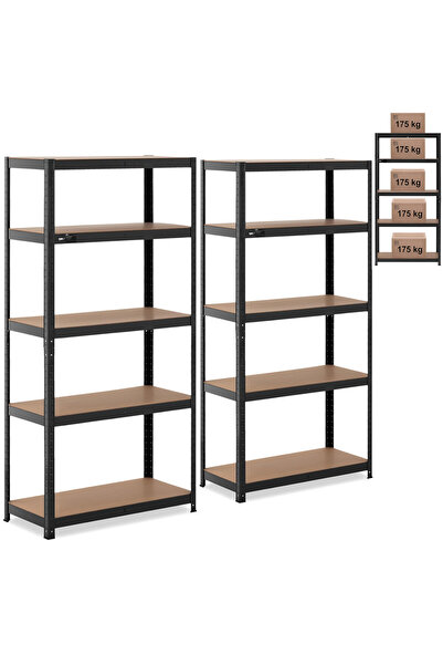 Other Raft metalic de depozitare, 5 rafturi, 875 kg, 90 x 40 x 180 cm, gri-albastru, 2 buc.