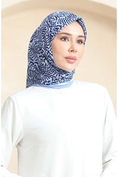 sefamerve Eșarfă moale cu model 70244-04 Albastru Bleumarin