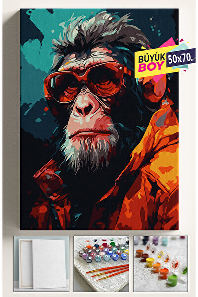 Corvo Sayılarla Boyama Seti Numaralı Tuval Fırça Boya Dahil Kasnaklı Set 50x7...