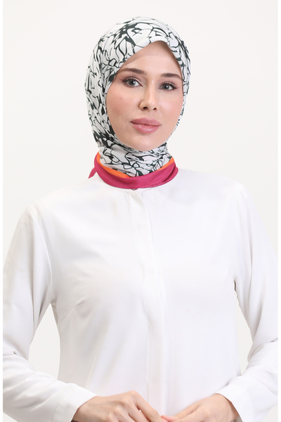 sefamerve Eșarfă moale cu model 70249-08 Fuchsia Verde închis