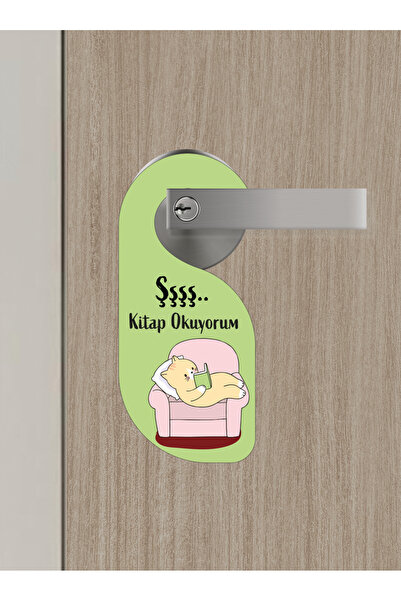 Bemenda Şşş Kitap Okuyorum Kapı Askısı Kapı Uyarı Levhası