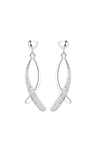 delis Μακριά σκουλαρίκια από ασήμι 925, JW1610, πέτρινο μοντέλο, επιπλατινωμένα με ρόδιο