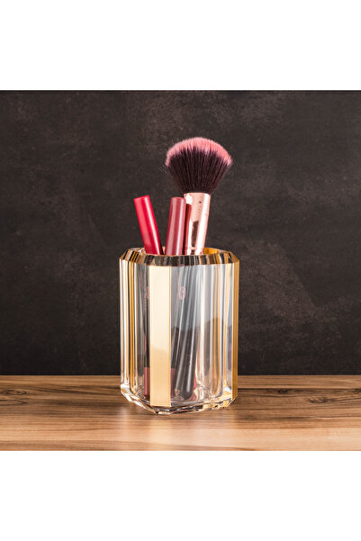 Dania Transparent acrylic makeup holder with luxurious gold frame