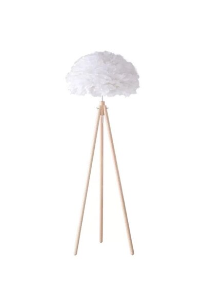 Generic The Plume" Feather & Wood Tripod Lamp 160 cm