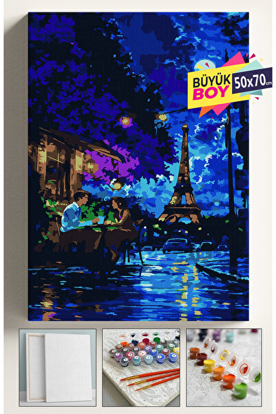 Corvo Sayılarla Boyama Seti Numaralı Tuval Fırça Boya Dahil Kasnaklı Set 50x7...