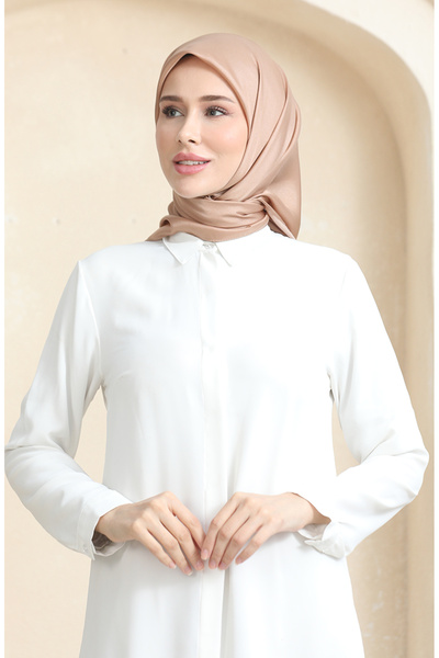 sefamerve Düz Kristal Eşarp 70252-18 Sütlü kahve