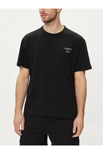 Tommy Jeans Men's T-shirt with scoop neck and Regular Fit cut, DM0DM18872, Black