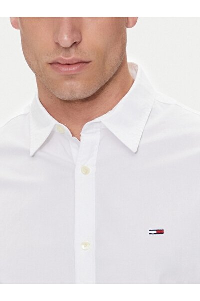 Tommy Jeans Men's long sleeve shirt, Entry, DM0DM19519, Regular Fit, White