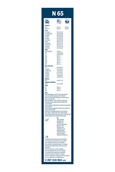 Bosch Wiper Blade Man Tgs 1/Tgx 1 Mercedes-Benz Hpn