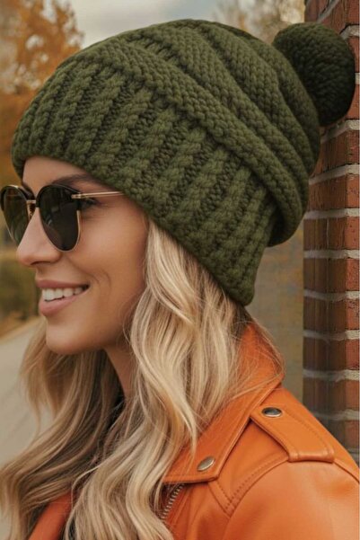 Mood Agenda Women's Winter Pompom Thick Knitted Beanie