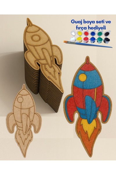 M.ART DEKORASYON M.Art Wooden Missile Painting Play Set - DIY Acrylic Paint C...