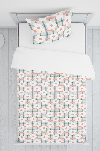 BelezaHome Plaid Flowers Themed Single Baby Kids Bedding Set