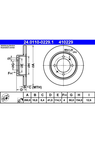 Ate Set Discuri Frana Mitsubishi Carisma/Space Star Microbus Volvo S40 1/V40 ...
