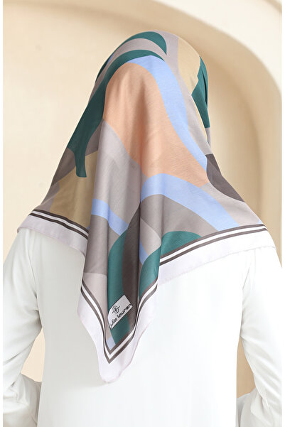 sefamerve Μαλακό κασκόλ με σχέδιο 70253-03 Σμαραγδένιο Πράσινο Μουσταρδί