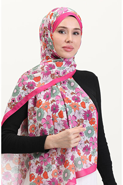 sefamerve Şal moale cu model 70263-11 Roz fucsia