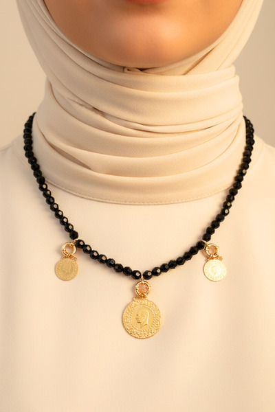 TwinsCollection Tamlı ve Çeyrekli Altın 8mm İncili 3'ü Üçü Bir Yerde Kolye - ALTINLAR GERÇEK DEĞİLDİR