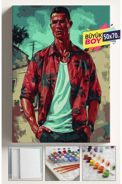 Corvo Sayılarla Boyama Seti Numaralı Tuval Fırça Boya Dahil Kasnaklı Set 50x7...