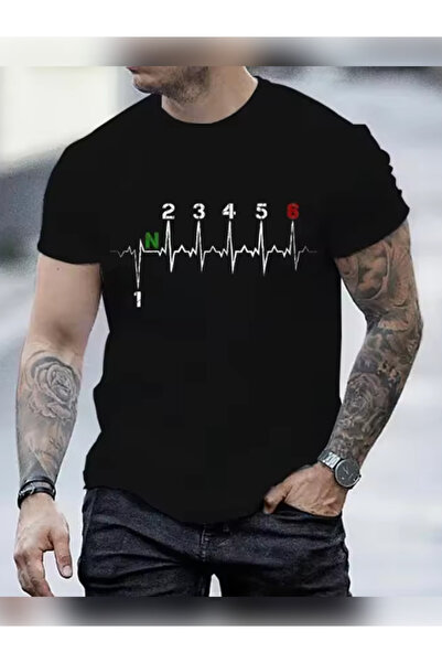 TİMİSİVA Unisex Oversize MOTORSİKLET VİTESİ Baskılı Pamuklu Bisiklet Yaka Kıs...