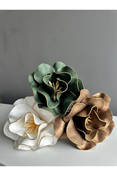 Luvienn El Yapımı Dekoratif Büyük 3 Adet Yapay Manolya Çok Renkli Vazo Çiçeği