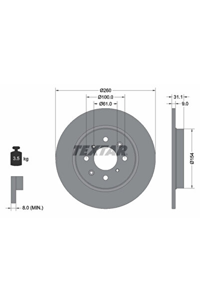 TEXTAR Disc Frana Honda Insight/Jazz 3/Jazz 4