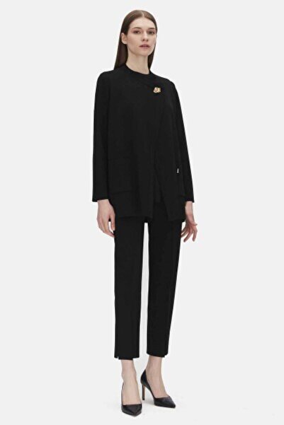 MISS DALIDA Aksesuar Detaylı Düz Renk Siyah Hırka