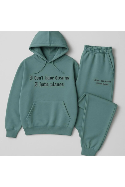 kidstalya طقم أطفال بطباعة نصية على السترة ذات القلنسوة من Garson Boy