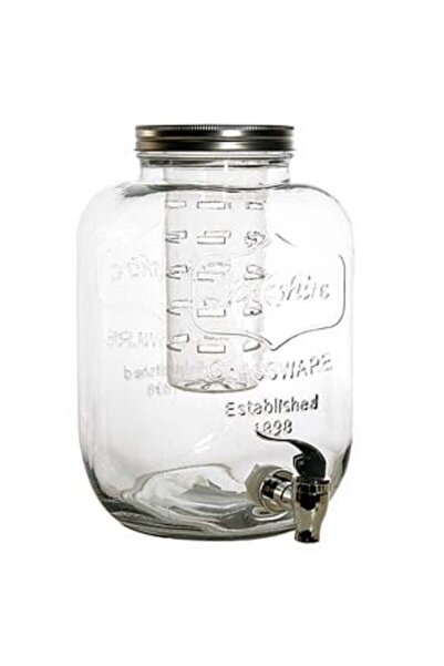 Aneliz Glass Beverage Dispenser with Faucet and Ice Accumulator 16 x 16 x 28 cm - 5 L