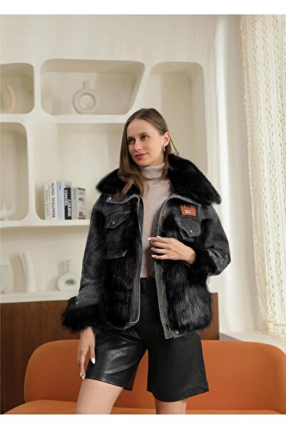 ADAMODA.RO Faux fur lined denim jacket