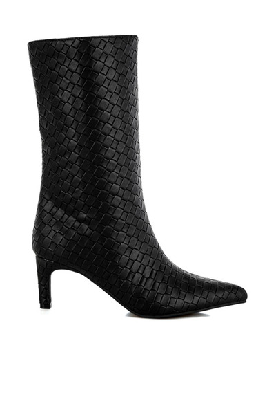 london Rag حذاء نسائي من الجلد الصناعي المنسوج باللون الأسود