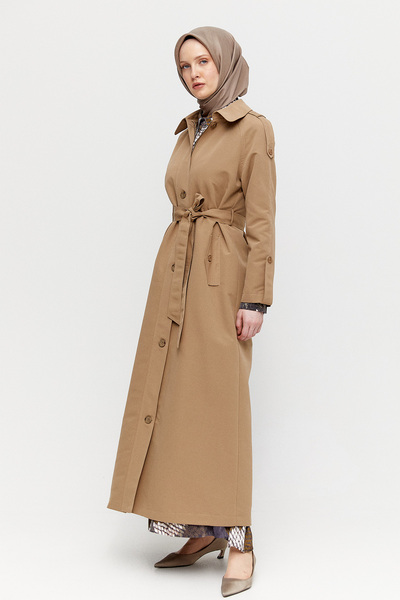 Setrms Şömiziye Yakalı Kuşaklı Pardesü