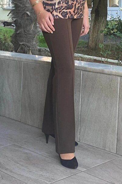 Mia Butik Plus Size Brown Crepe Palazzo Pants