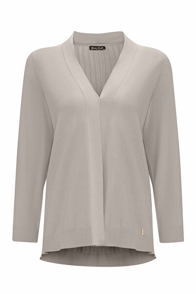 MISS DALIDA Arkası Örgü Motifli Hırkalı Vizon Takım