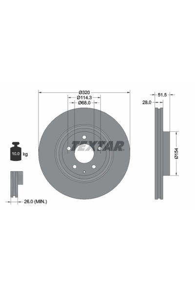 TEXTAR Disc Frana Mazda 6/Cx-5/Cx-9