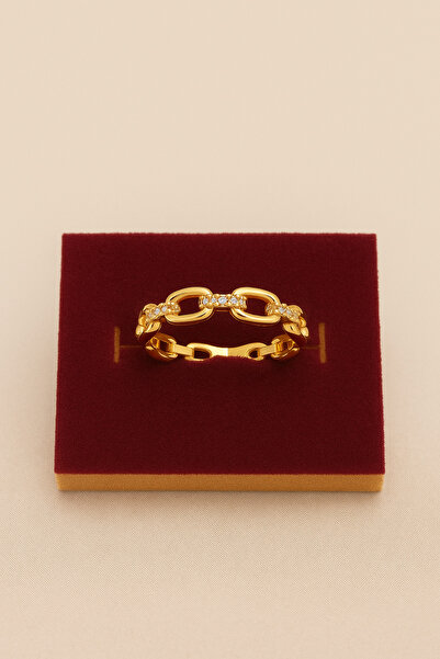 Bittox خاتم نسائي أنيق بلون ذهبي مع تفاصيل حجرية جذابة - خاتم قابل للتعديل لل...