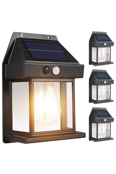 Tressino Set de lămpi solare - 4 lămpi cu senzor de mișcare pentru exterior, ...