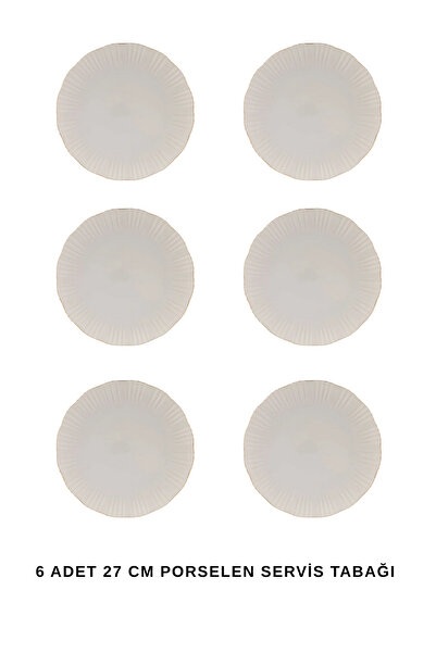 porselenden Aura Gold 6-Person 27 cm Premium Porcelain Serving Plate Set Gold Gilding