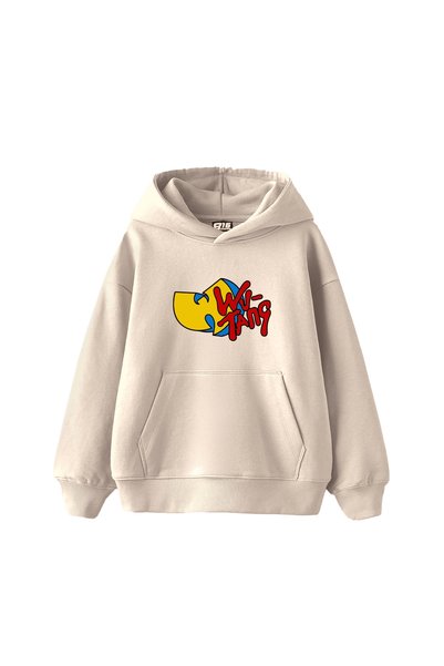 Bak Moda Wu Tang Printed Oversize Unisex Beige Hoodie