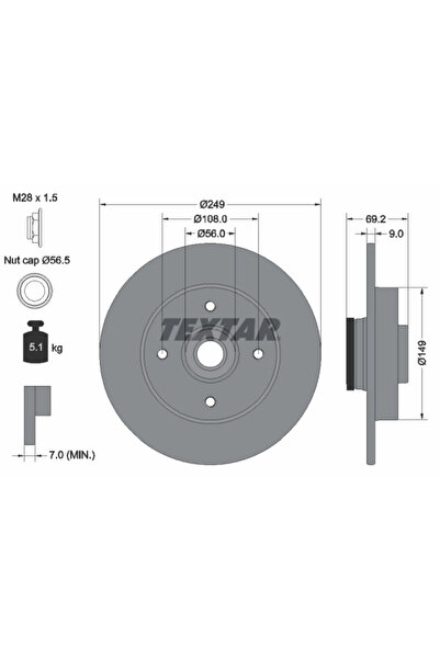 TEXTAR Disc Frana Citroen C3 2/C3 Picasso/C4 1 Citroen (Df-Psa) Elysee